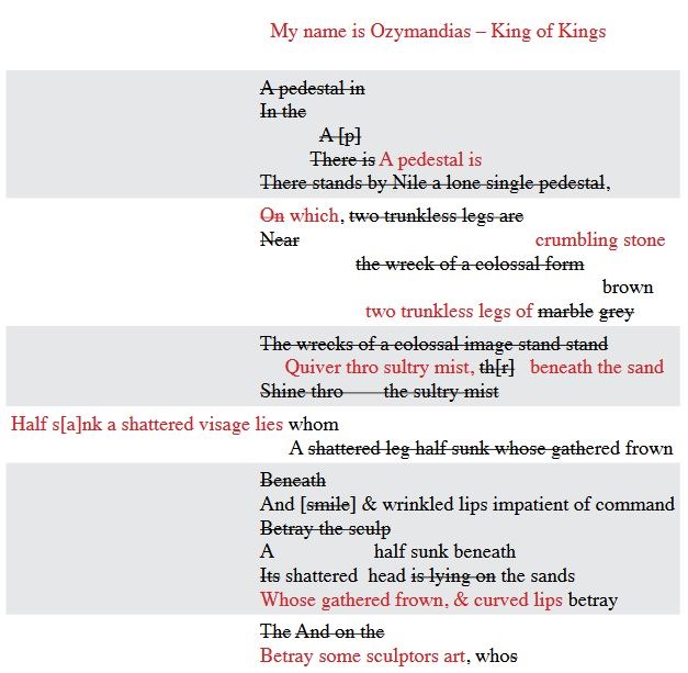 transcript of Ozymandias 1817 draft