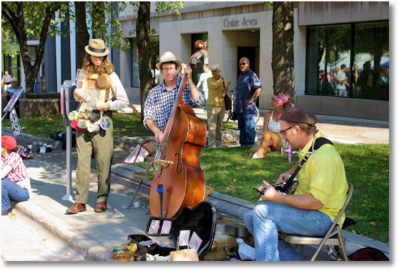 musicians at dane county farmers market on the square, madison, wisconsin