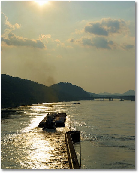 tow on the arkansas river, upstream of the big dam bridge, near little rock