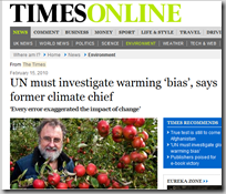 UN must investigate  warming ‘bias’, says former climate chief