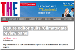 Nature editor quits ‘Climategate’ review panel 
