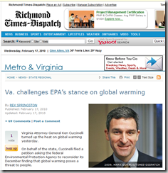 Va. challenges EPA’s stance on global warming