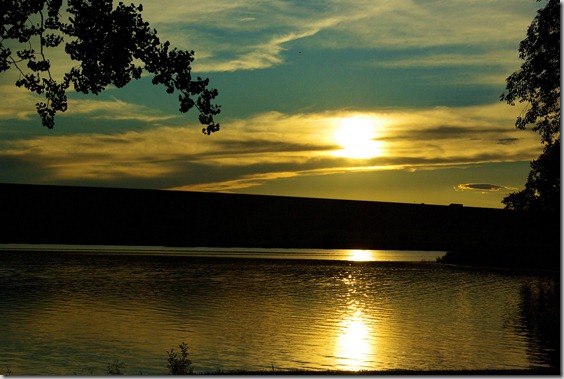 Clouds at sunset over Kingsley Dam and Lakes McConaughy and Ogallala in western Nebraska