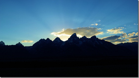 Teton Mountains in evening silhouette