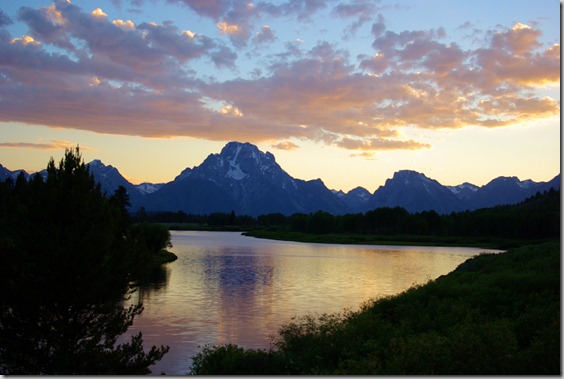 Mount Moran and Lake Jackson, evening July 16, 2010