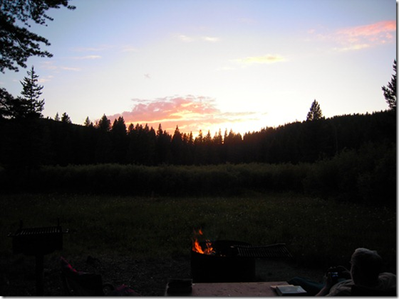 Enjoying a camp fire and the sunset in Montana Enjoying a camp fire and the sunset in Montana