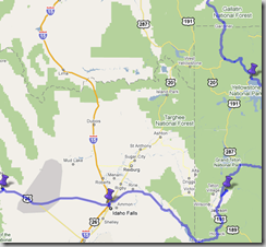 map of Wyoming exiting and entering points