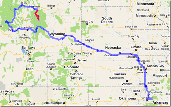 Our route through August 4, 2010