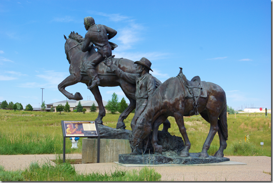 Pony Express, bronze statue, National Historic Trails Interpretive Center., Casper, Wyoming