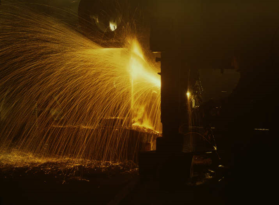 A welder in the round-house at the Chicago and Northwestern Railroad’s Proviso Yard A welder in the round-house at the Chicago and Northwestern Railroad’s Proviso Yard