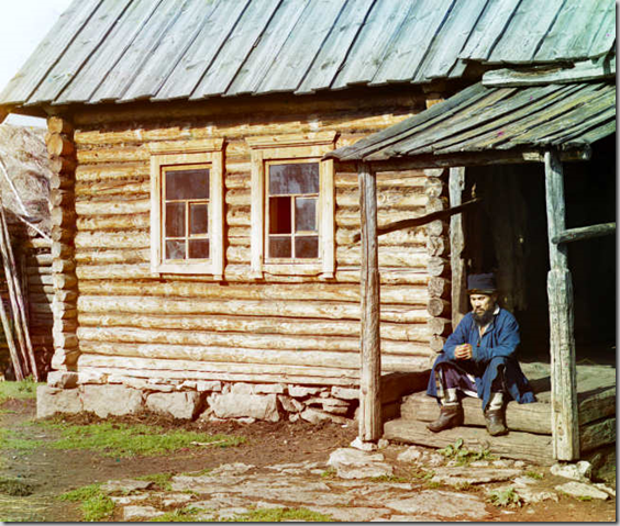 Bashkir near his house. [Ekhia] - Views in the Ural Mountains, survey of industrial area, Russian Empire - Sergei Mikhailovich Prokudin-Gorskii Collection — Lib. of Congress Prints and Photographs Division