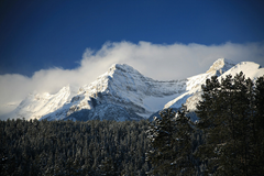 Cloudy Victoria Peak at Lake Louise Cloudy Victoria Peak at Lake Louise
