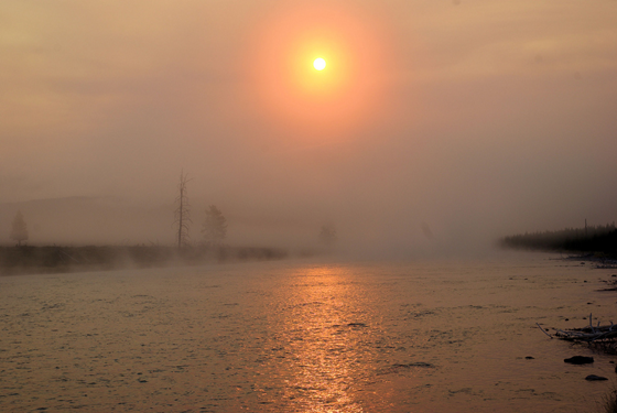 Sunrise over Madison River, Yellowstone National Park, Wyoming Sunrise over Madison River, Yellowstone National Park, Wyoming