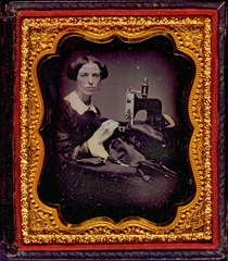 Occupational portrait of a woman working at a sewing machine [ca. 1853.]