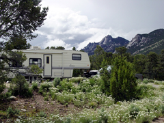 Fifth wheel trailer; City of Rocks National Reserve, Smokey Mountain Campground, part of Castle Rocks State Park.
