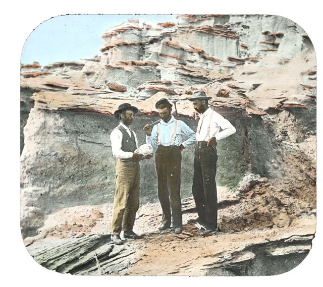 RU 424 Box 6 Sub Box 1 Lantern Slide Box 6.  Erwin Hinckley Barbour, J.L. Wortman, and James William Gidley on paleontological expeditions in various locations throughout the United States for the Division of Vertebrate Mammals, 1900-1935. From  lantern slides found in the Division of Vertebrate Paleontology Records.